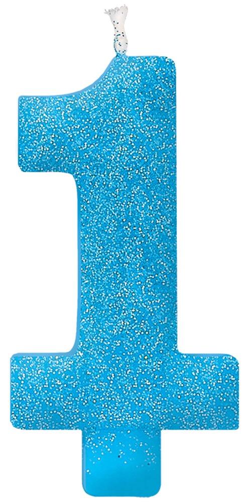 1st Birthday Boy Glitter Candle - 1ST BDAY BOY - Party Supplies - America Likes To Party