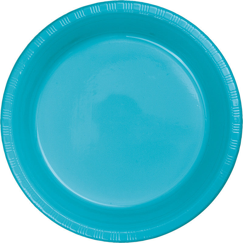 Caribbean Blue Plastic Dinner Plates 20ct - BLUE CARIBBEAN .54 - Party Supplies - America Likes To Party