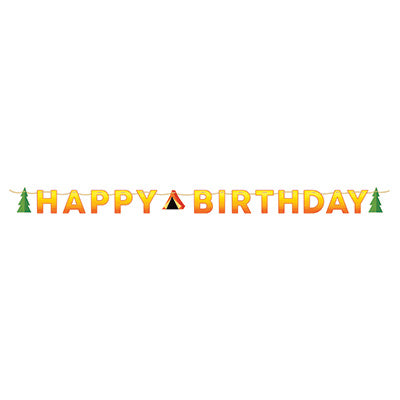 Camp Out Happy Birthday Banner - CAMPFIRE - Party Supplies - America Likes To Party