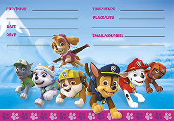 Paw Patrol Pink Invitations 8ct - PAW PATROL - Party Supplies - America Likes To Party