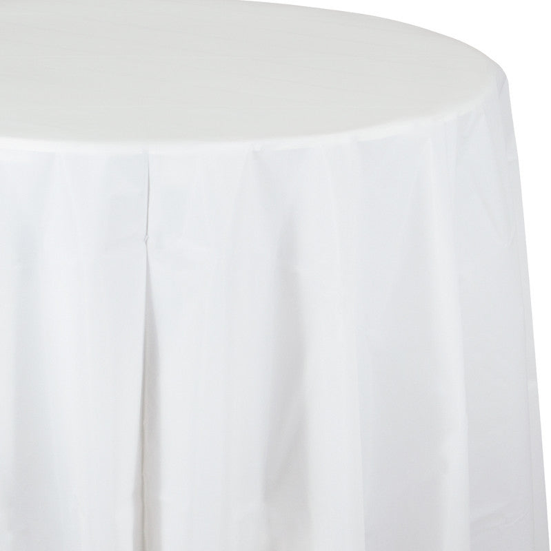 Frosty White Round Plastic Tablecover - WHITE .08 - Party Supplies - America Likes To Party