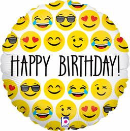 Happy Birthday Emoji Balloon - GEN BDAY MYLARS - Party Supplies - America Likes To Party