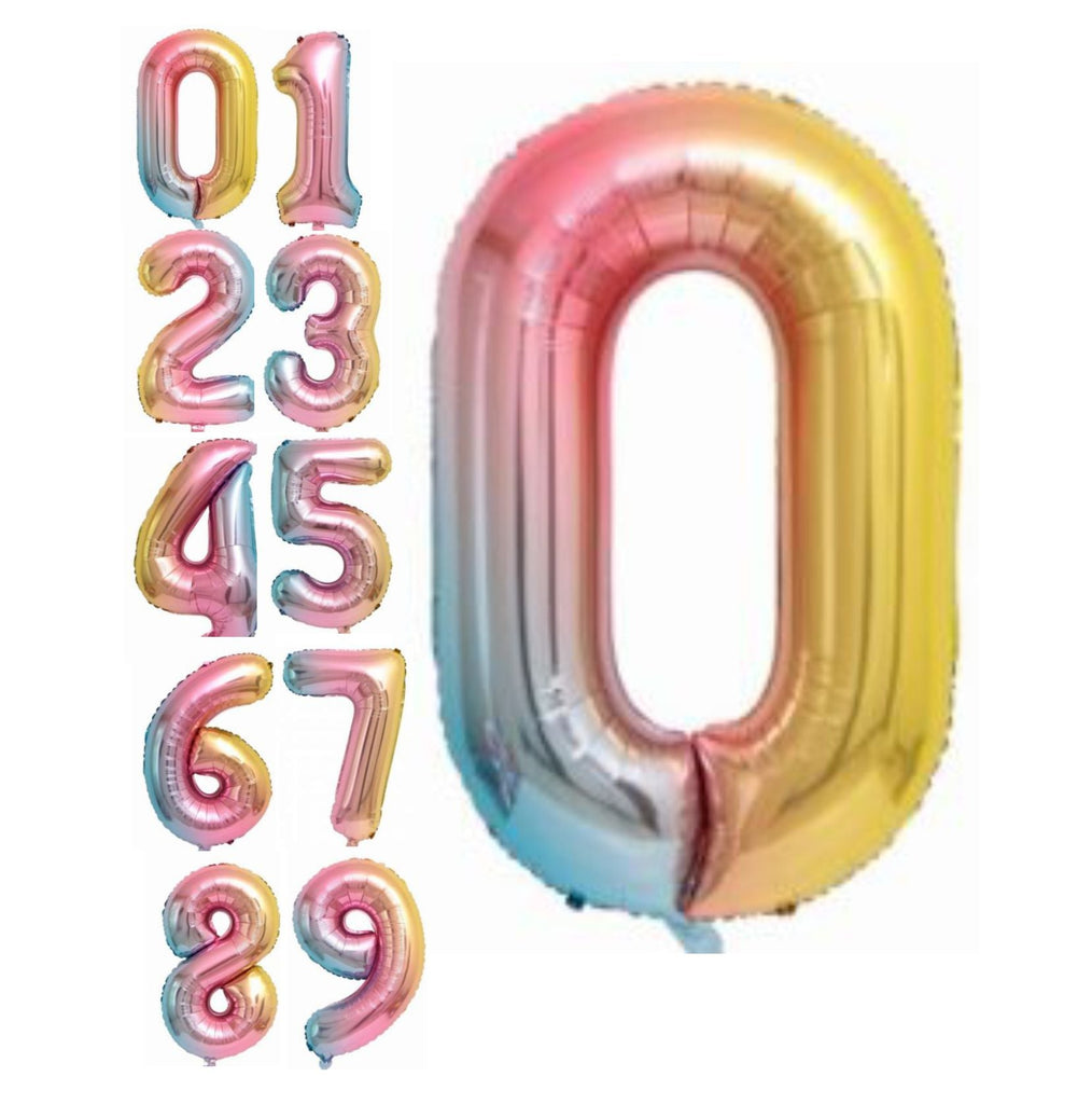 Jumbo Number Balloons Pastel Rainbow