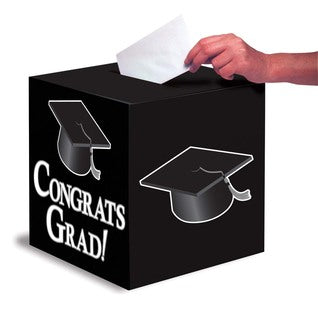 congrats grad card box Liulin Graduation Card Box, Black and Gold Congrats Grad Card Box, Foldable Graduation Gift Card Box for Class of 2026 Graduation Party Decorations