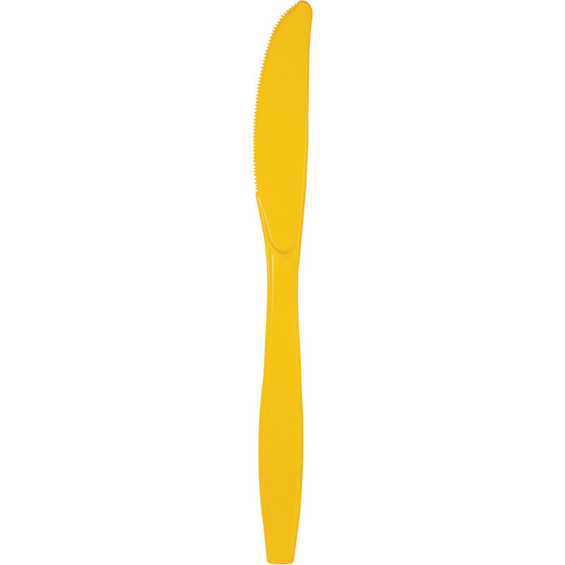 Sunshine Yellow Plastic Knives 20ct - YELLOW SUNSHINE .09 - Party Supplies - America Likes To Party