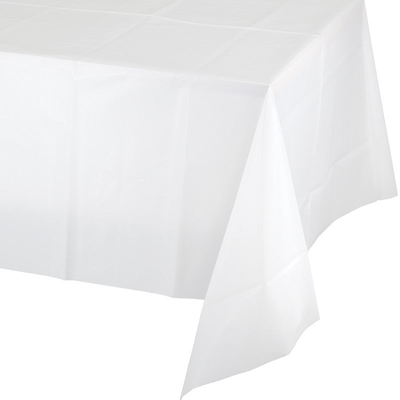 Frosty White Rectangular Plastic Tablecover - WHITE .08 - Party Supplies - America Likes To Party