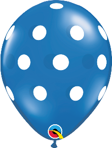 11 inch Sapphire Blue Polka Dot Qualatex Balloon