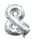 Air-Filled Silver Ampersand Symbol Balloon - MEGALOON NUMBERS/LETTERS - Party Supplies - America Likes To Party