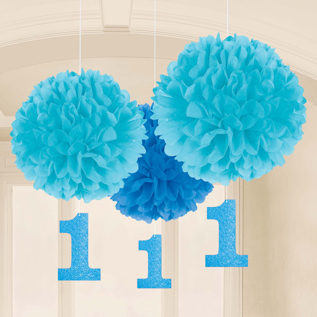 1st Birthday Boy Fluffy Decorations - 1ST BDAY BOY - Party Supplies - America Likes To Party