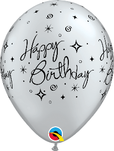 11 inch Pearl Silver Elegant Birthday Qualatex Balloon