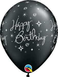 11 inch Pearl Black Elegant Birthday Qualatex Balloon