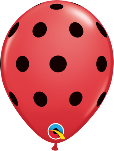 11 inch Red w/ Black Polka Dot Qualatex Balloon