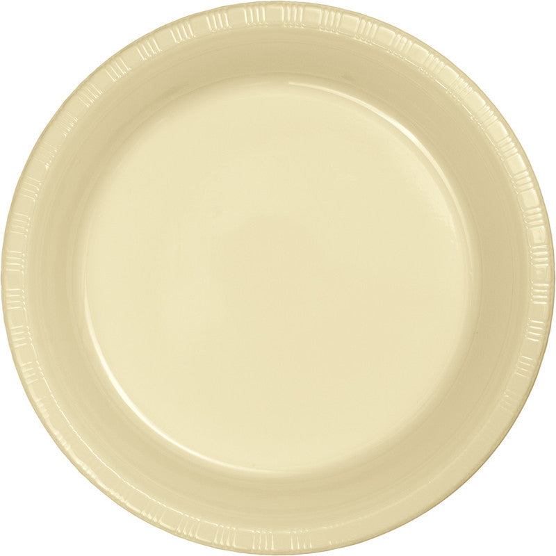 Vanilla Creme Plastic Dinner Plates 20ct - VANILLA .57 - Party Supplies - America Likes To Party