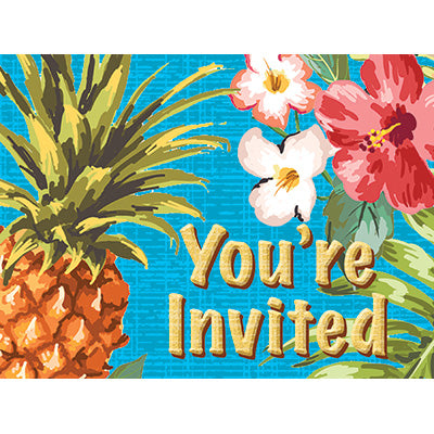 Aloha Pineapple Invitations 8ct - ACCESSORIES SUMMER/LUAU - Party Supplies - America Likes To Party