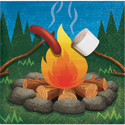 Camp Out Beverage Napkins 16ct - CAMPFIRE - Party Supplies - America Likes To Party