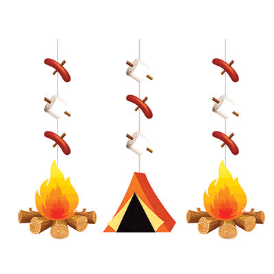 Camp Out Hanging Cutouts 3ct - CAMPFIRE - Party Supplies - America Likes To Party