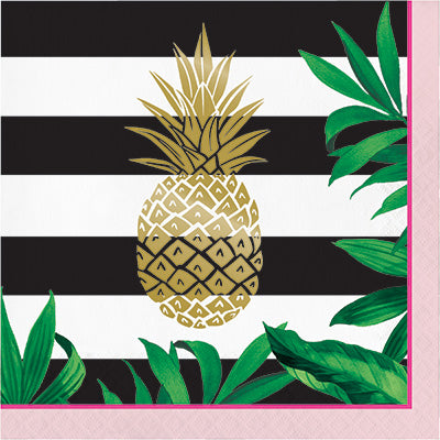 Golden Pineapple Lunch Napkins 16ct - CREATIVE CONVERTING - Party Supplies - America Likes To Party