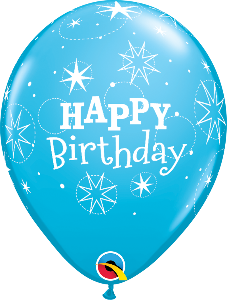 11 inch Robins Egg Blue Birthday Sparkle Qualatex Balloon