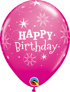 11 inch Magenta Birthday Sparkle Qualatex Balloon