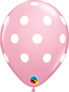 11 inch Pink Polka Dot Qualatex Balloon