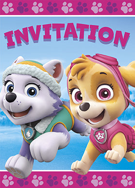 Paw Patrol Pink Invitations 8ct - PAW PATROL - Party Supplies - America Likes To Party