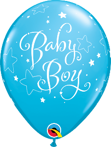 11 inch Robins Egg Blue Baby Boy Stars Qualatex Balloon