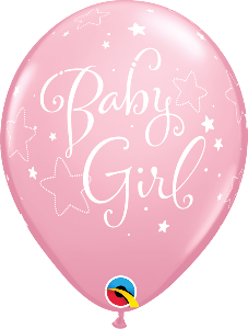 11 inch Pink Baby Girl Stars Qualatex Balloon