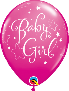 11 inch Magenta Baby Girl Stars Qualatex Balloon