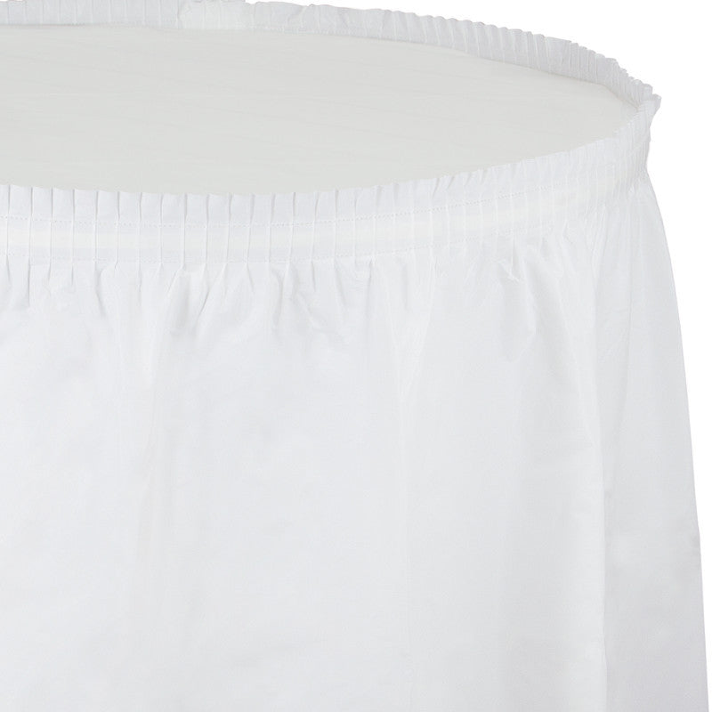 Frosty White Plastic Table Skirt - WHITE .08 - Party Supplies - America Likes To Party