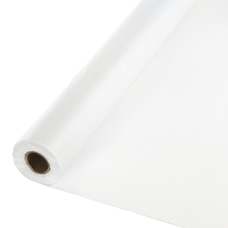 Frosty White Plastic Table Roll 100ft - WHITE .08 - Party Supplies - America Likes To Party