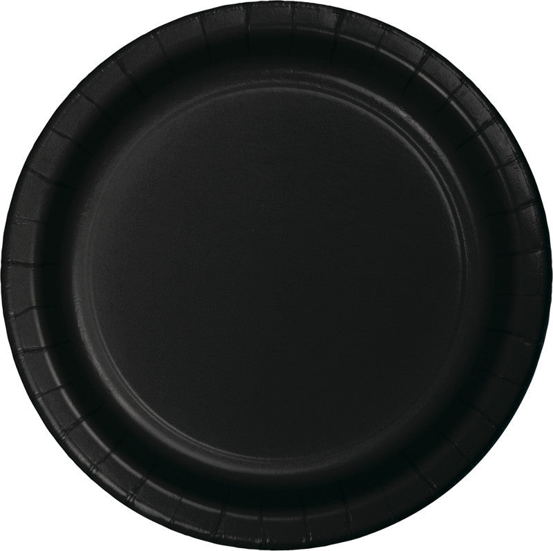 Jet Black Paper Lunch Plates 20ct - BLACK .10 - Party Supplies - America Likes To Party