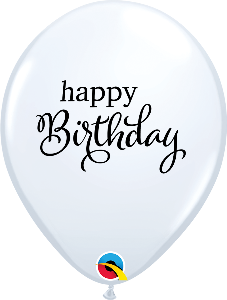 11 inch White Simply Happy Birthday Qualatex Balloon