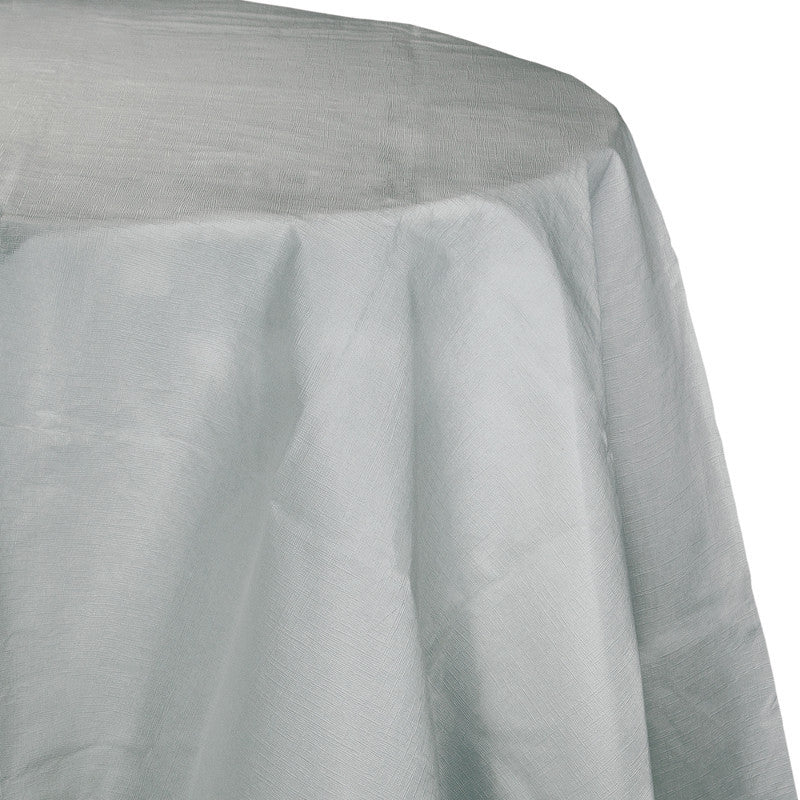 Silver Flannel-Backed Vinyl Oblong Tablecover - SILVER .18 - Party Supplies - America Likes To Party