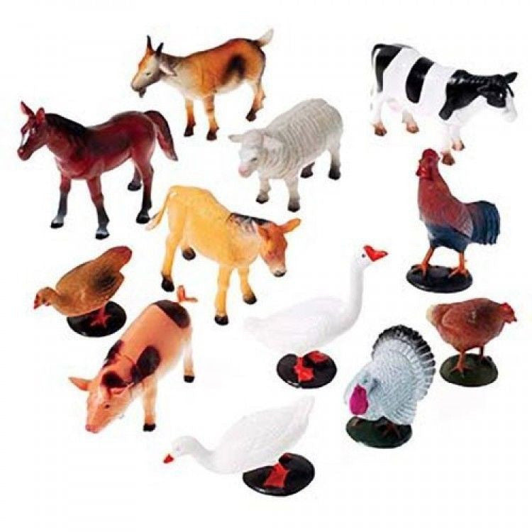 Farm Animal Figurines 12ct - PACKAGED FAVORS - Party Supplies - America Likes To Party