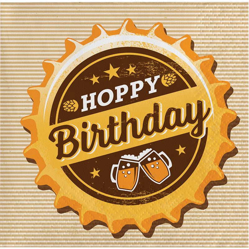 Beers & Cheers Hoppy Birthday Beverage Napkins 16ct - GENERAL BIRTHDAY PATTERNS - Party Supplies - America Likes To Party