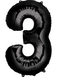 Giant Black Number 3 Balloon - MEGALOON NUMBERS/LETTERS - Party Supplies - America Likes To Party