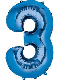 Giant Blue Number 3 Balloon - MEGALOON NUMBERS/LETTERS - Party Supplies - America Likes To Party