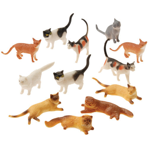 Cat Figurines 12ct - PACKAGED FAVORS - Party Supplies - America Likes To Party