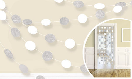 Glitter White Dot String Decorations 6ct - PAPER TISSUE DECOR - Party Supplies - America Likes To Party