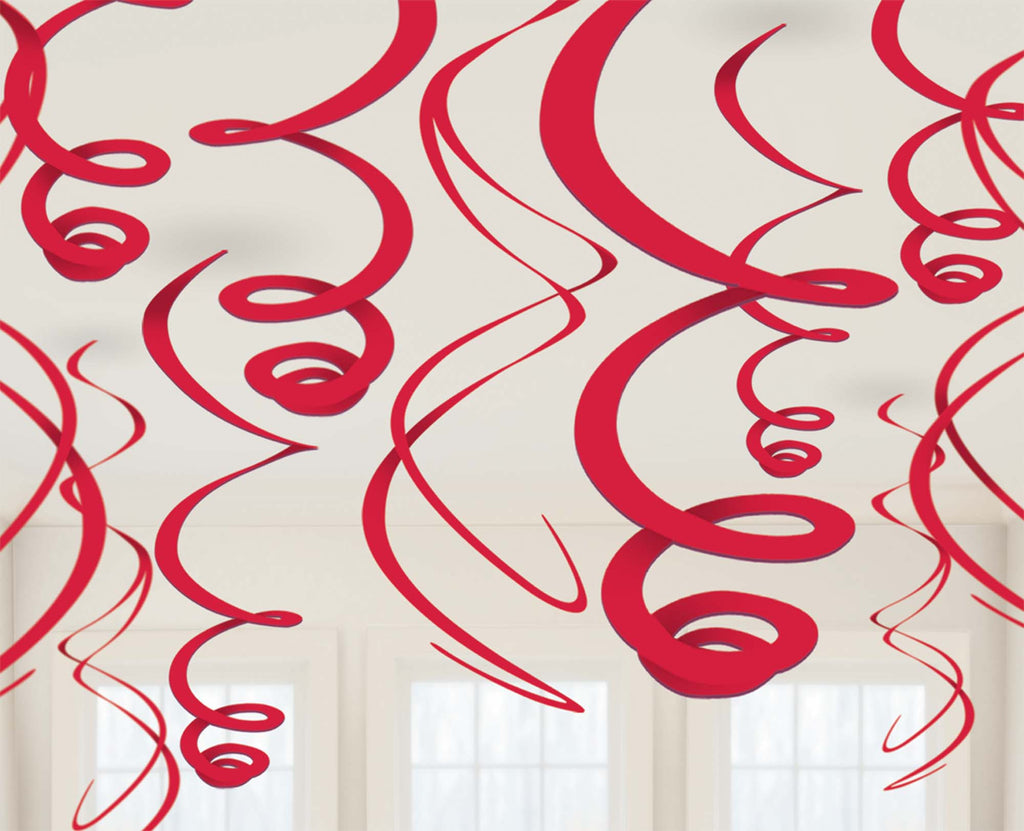 Red Swirl Decorations - PAPER TISSUE DECOR - Party Supplies - America Likes To Party