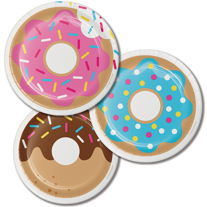 Donut Time Assorted Dessert Plate 8ct - GENERAL BIRTHDAY PATTERNS - Party Supplies - America Likes To Party