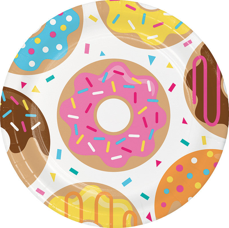 Donut Time Lunch Plates 8ct - GENERAL BIRTHDAY PATTERNS - Party Supplies - America Likes To Party