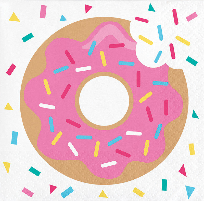 Donut Time Beverage Napkins 16ct - GENERAL BIRTHDAY PATTERNS - Party Supplies - America Likes To Party
