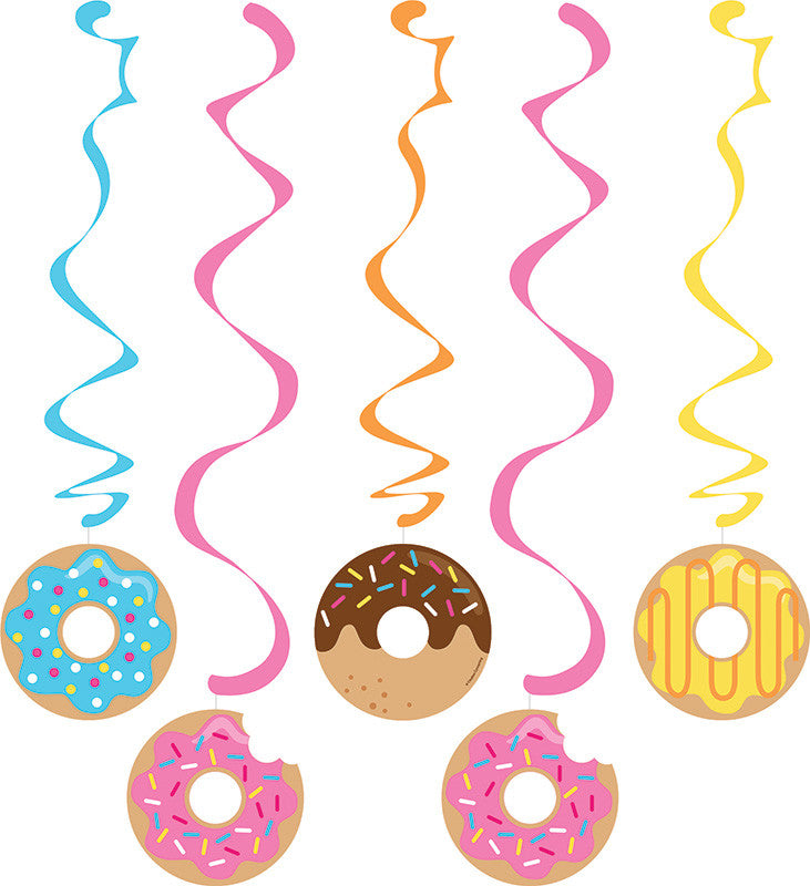 Donut Time Swirl Decorations 5ct - GENERAL BIRTHDAY PATTERNS - Party Supplies - America Likes To Party