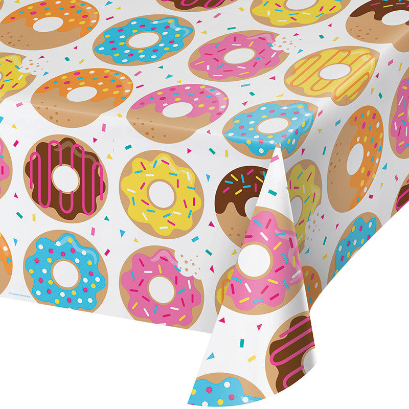 Donut Time Plastic Tablecover - GENERAL BIRTHDAY PATTERNS - Party Supplies - America Likes To Party