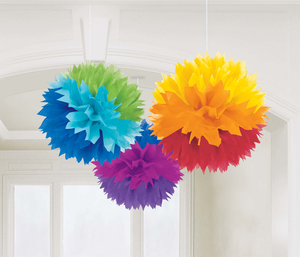 Rainbow Fluffy Tissue Decorations - PAPER TISSUE DECOR - Party Supplies - America Likes To Party