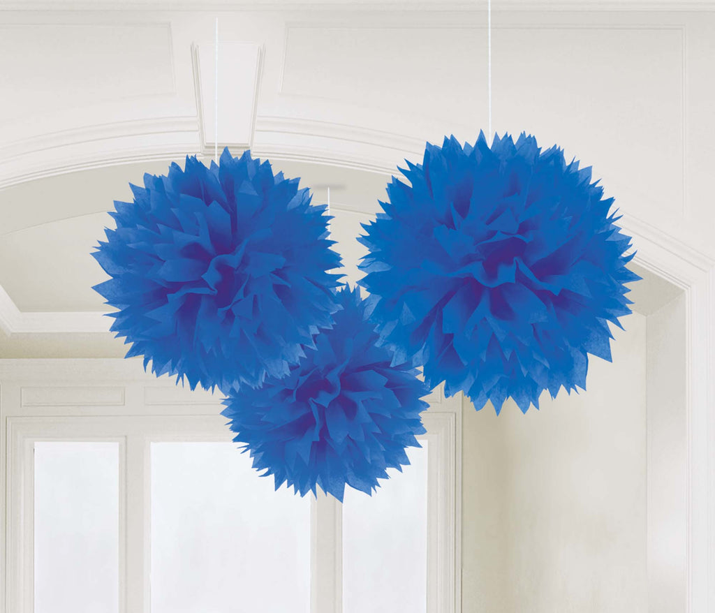 Royal Blue Fluffy Tissue Decorations - PAPER TISSUE DECOR - Party Supplies - America Likes To Party