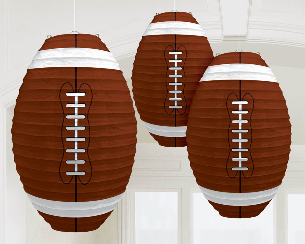Football Paper Lanterns 3ct - FOOTBALL - Party Supplies - America Likes To Party