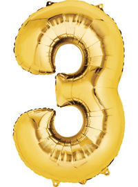 Giant Gold Number 3 Balloon - MEGALOON NUMBERS/LETTERS - Party Supplies - America Likes To Party
