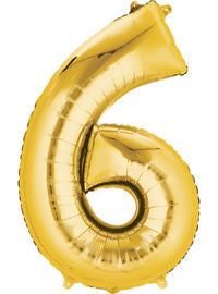 Giant Gold Number 6 Balloon - MEGALOON NUMBERS/LETTERS - Party Supplies - America Likes To Party